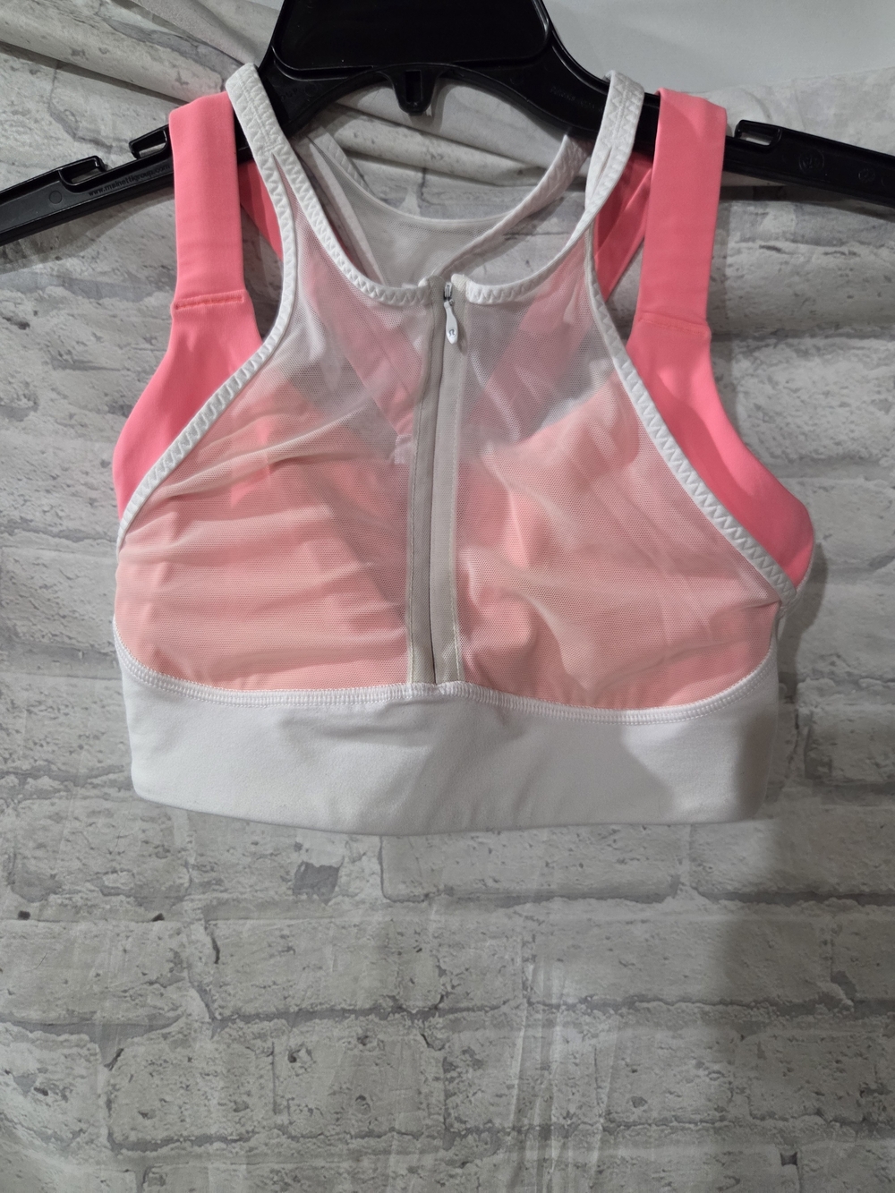 Lululemon Pink and White Active Sports Bra with Front Zip